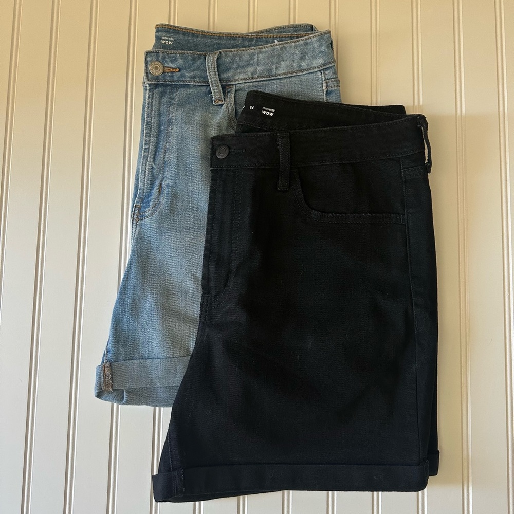 Old Navy High Rise Wow Denim Jean Blue and Black Shorts Set Size 14